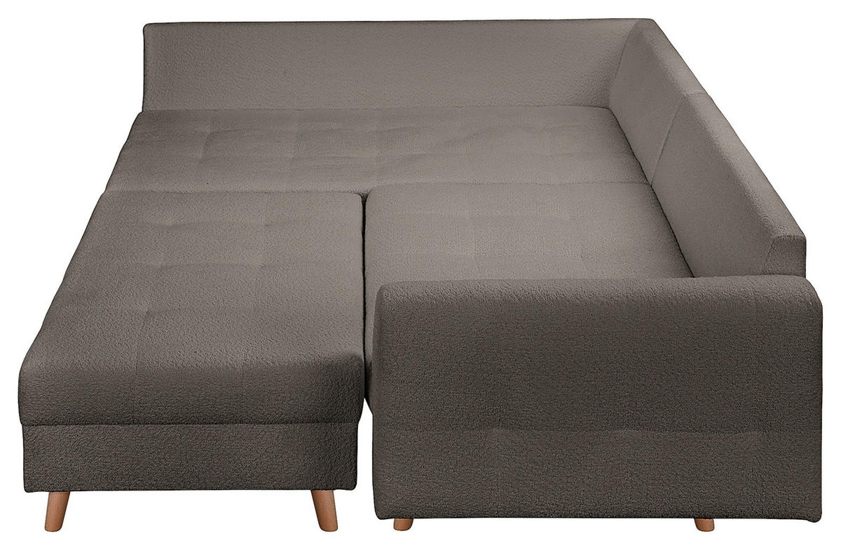 ECKSOFA inkl. Hocker Ariella in Bouclé Dunkelgrau  161/231 cm  - Dunkelgrau/Naturfarben, Design, Holz/Textil (161/231cm) - Livetastic