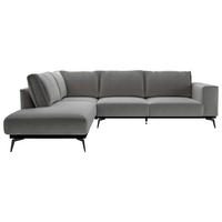 ECKSOFA in beflockt Dunkelgrau  - Dunkelgrau/Schwarz, Design, Holz/Textil (200/293cm) - MID.YOU