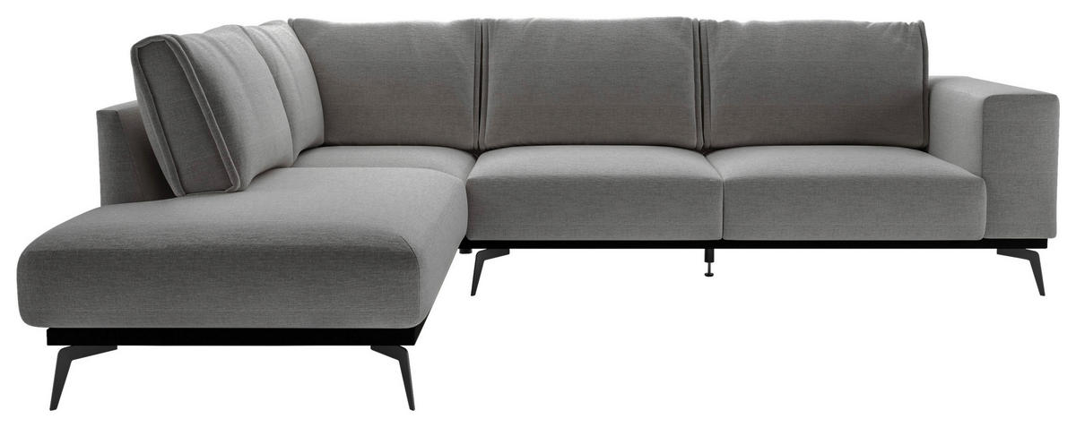ECKSOFA in beflockt Dunkelgrau  - Dunkelgrau/Schwarz, Design, Holz/Textil (200/293cm) - MID.YOU