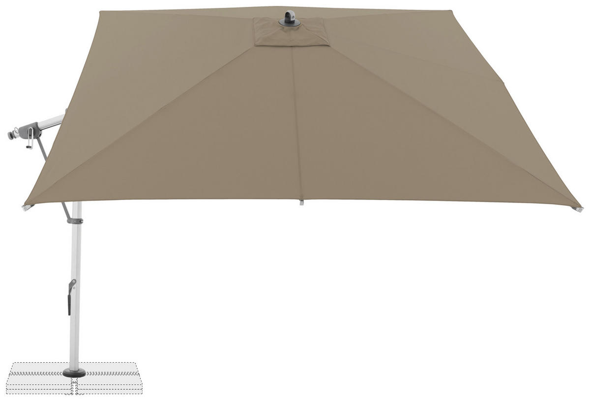 AMPELSCHIRM 300x300 cm  - Sandfarben/Hellgrau, Basics, Textil/Metall (300/300cm) - Doppler