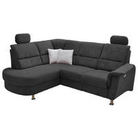 ECKSOFA  in Mikrofaser Schwarz  184/231 cm  - Chromfarben/Schwarz, KONVENTIONELL, Textil/Metall (184/231cm) - Livetastic