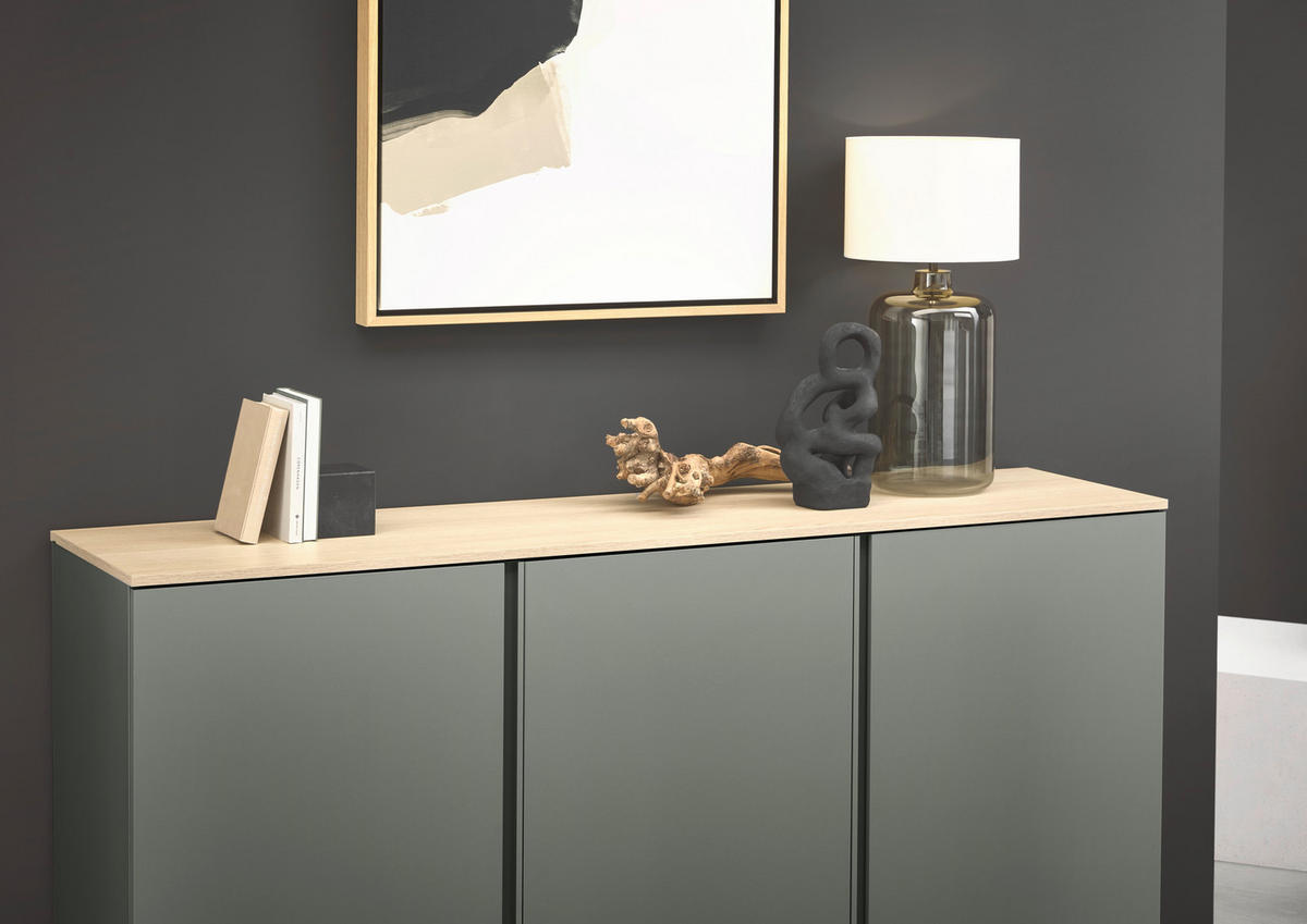 SIDEBOARD  in 181,7/89/43 cm  - Eichefarben/Schwarz, Design, Holzwerkstoff/Kunststoff (181,7/89/43cm) - Voleo