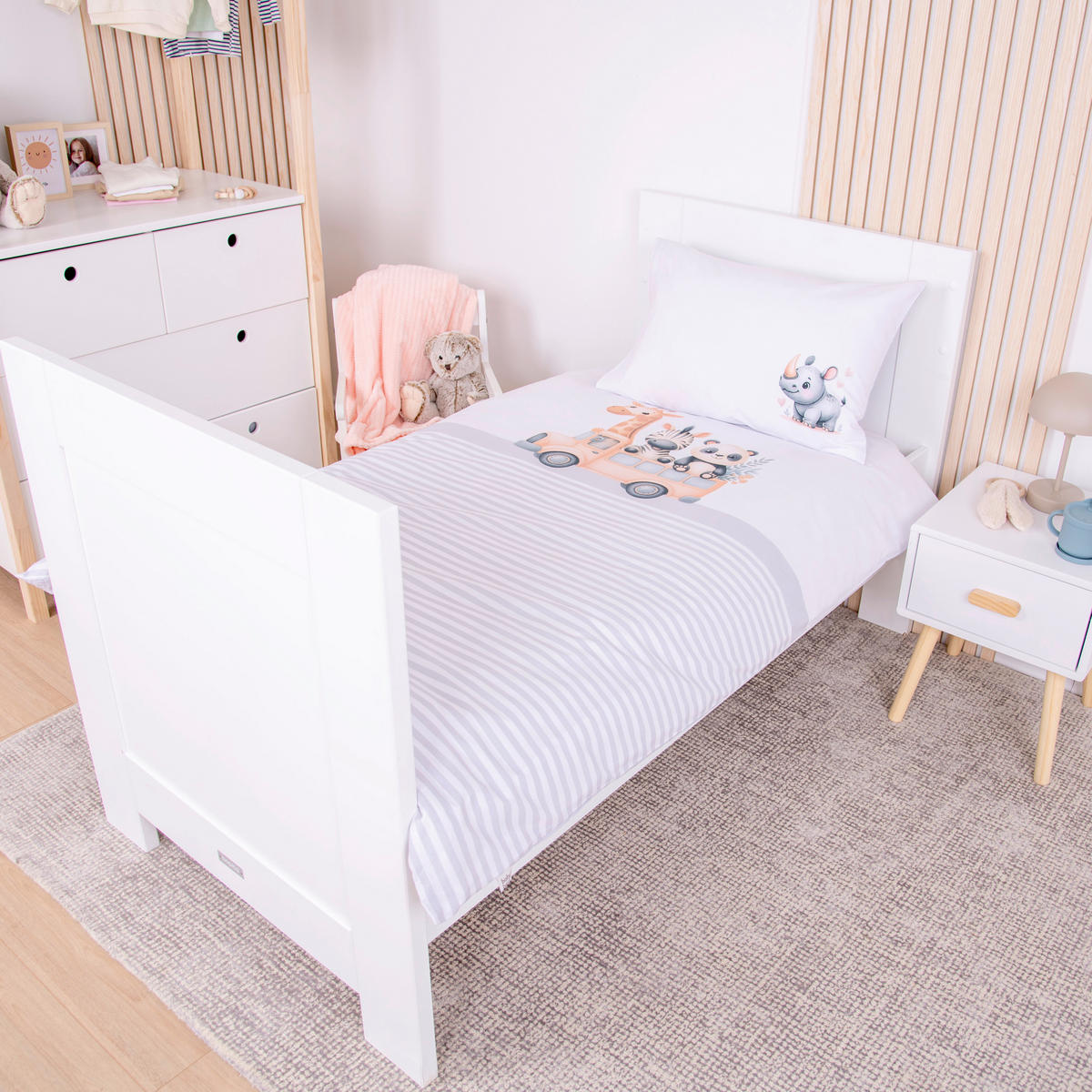 BABYBETTWÄSCHE Renforcé 100/135 cm  - Hellgrau/Weiß, Basics, Textil (100/135cm) - baby best
