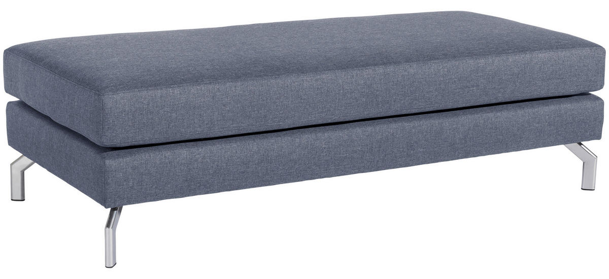 HOCKER Flachgewebe Dunkelblau  - Silberfarben/Dunkelblau, Design, Textil/Metall (155/45/67cm) - Max Winzer