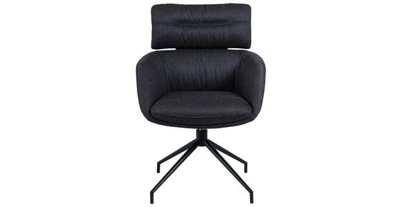 ARMLEHNSTUHL  Stoffauswahl, Sitzfläche 360° drehbar, automatische Rückholfunktion Webstoff  Schwarz  - Schwarz, Design, Textil/Metall (62/92/66cm) - Dieter Knoll