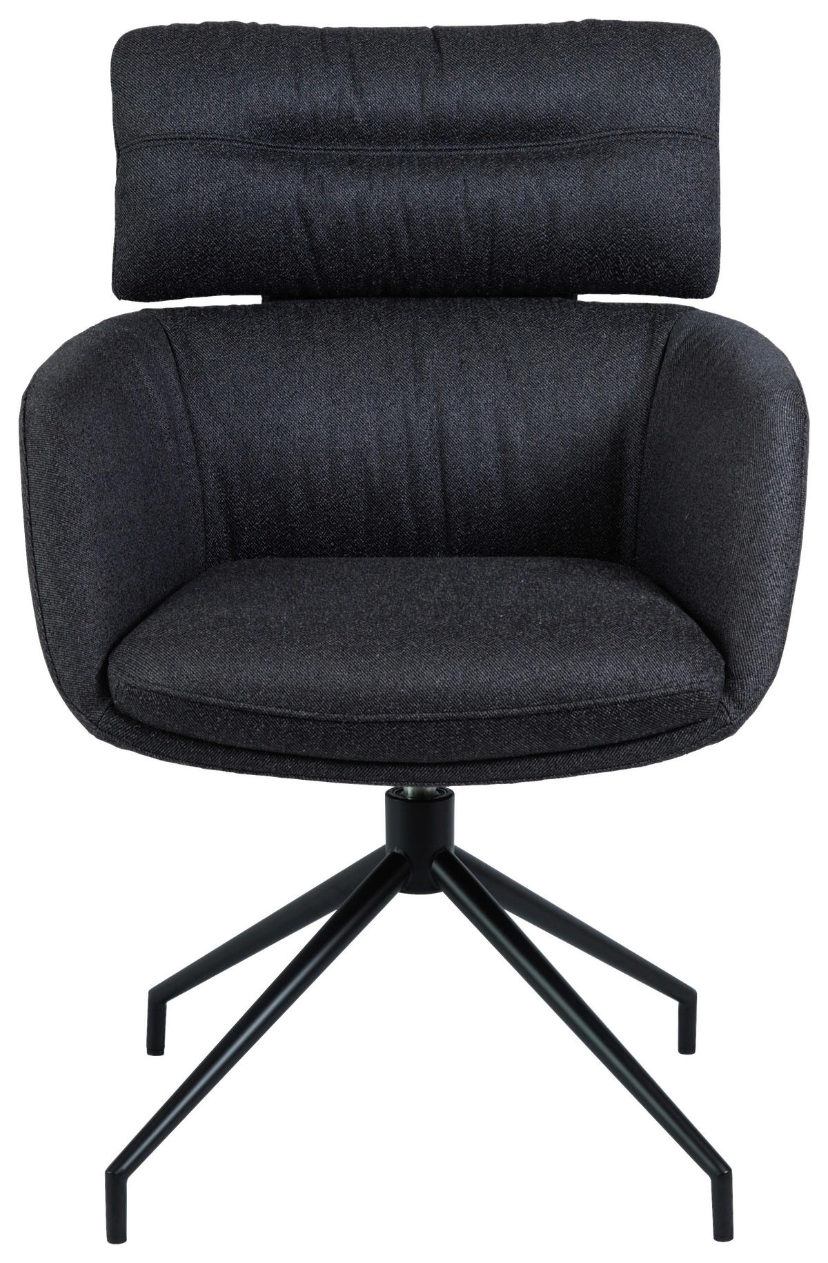 ARMLEHNSTUHL  Stoffauswahl, Sitzfläche 360° drehbar, automatische Rückholfunktion Webstoff  Schwarz  - Schwarz, Design, Textil/Metall (62/92/66cm) - Dieter Knoll