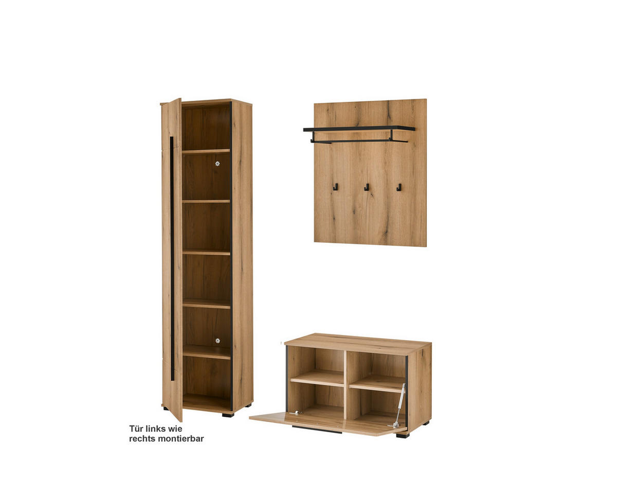 GARDEROBE 4-teilig  in 140/201/39 cm  - Eichefarben, MODERN, Holzwerkstoff (140/201/39cm) - MID.YOU