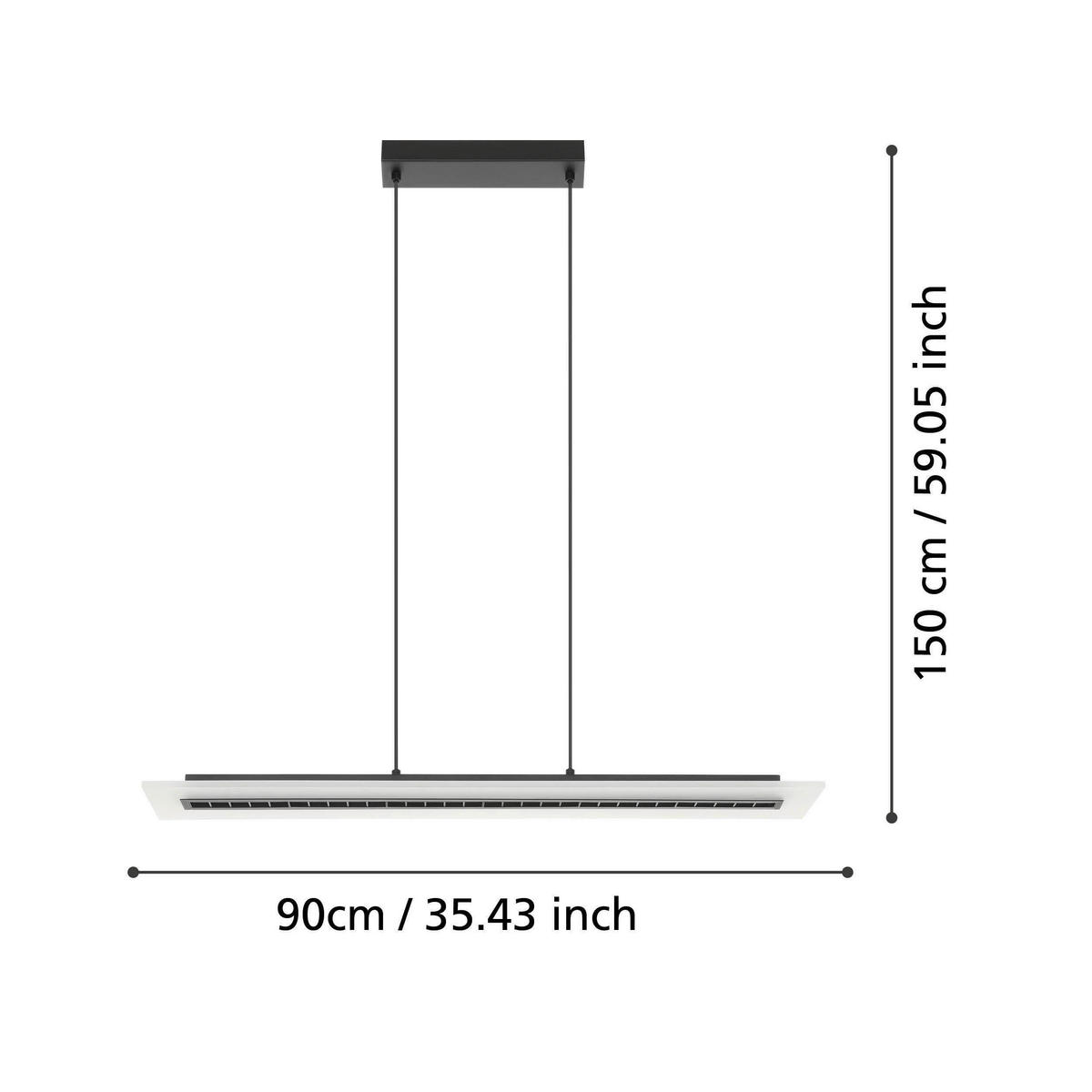 HÄNGELEUCHTE 90/16/150 cm  - Schwarz, Design, Kunststoff/Metall (90/16/150cm) - Eglo