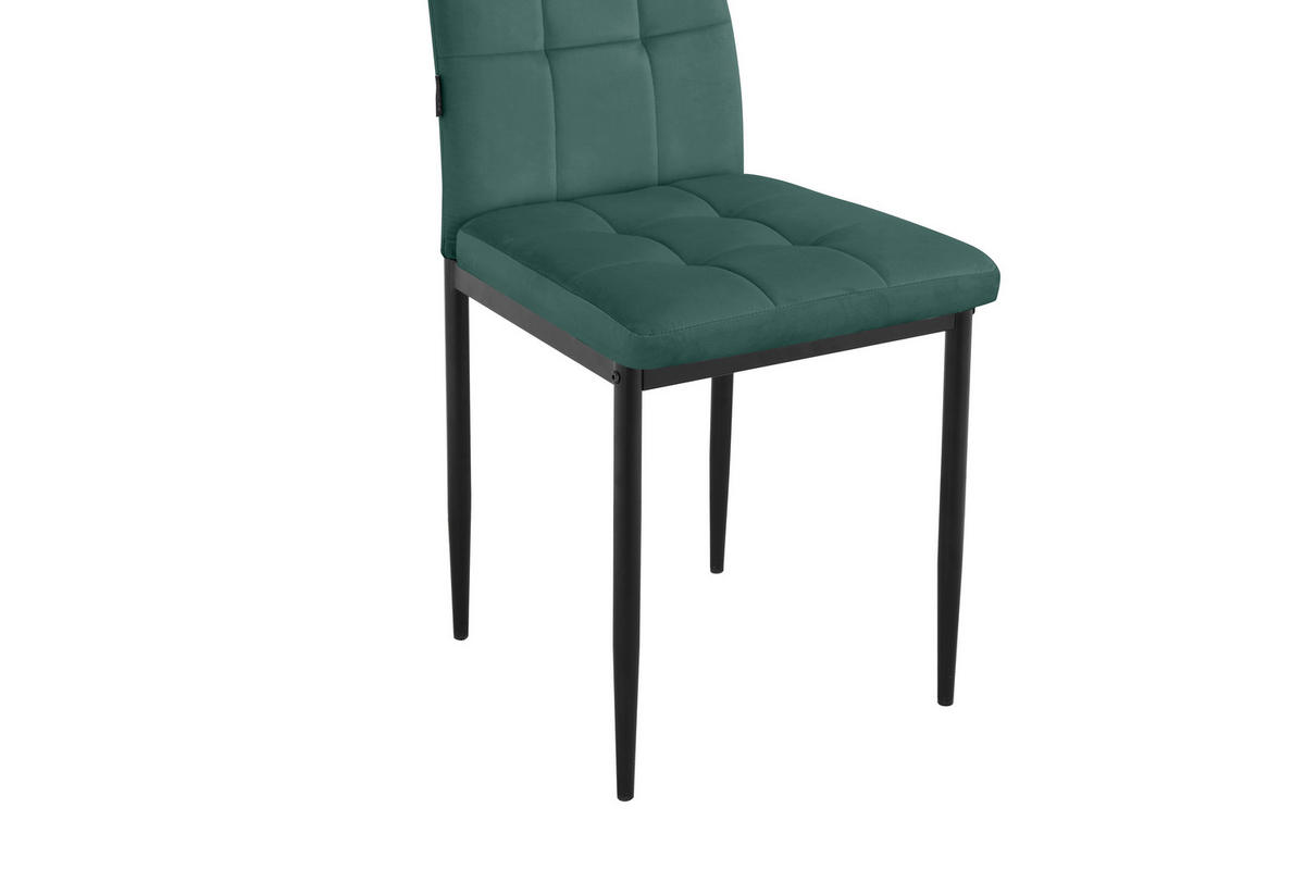 STUHL-SET Velours Dunkelgrün  - Dunkelgrün/Schwarz, Design, Textil/Metall (42/98/53cm) - MID.YOU