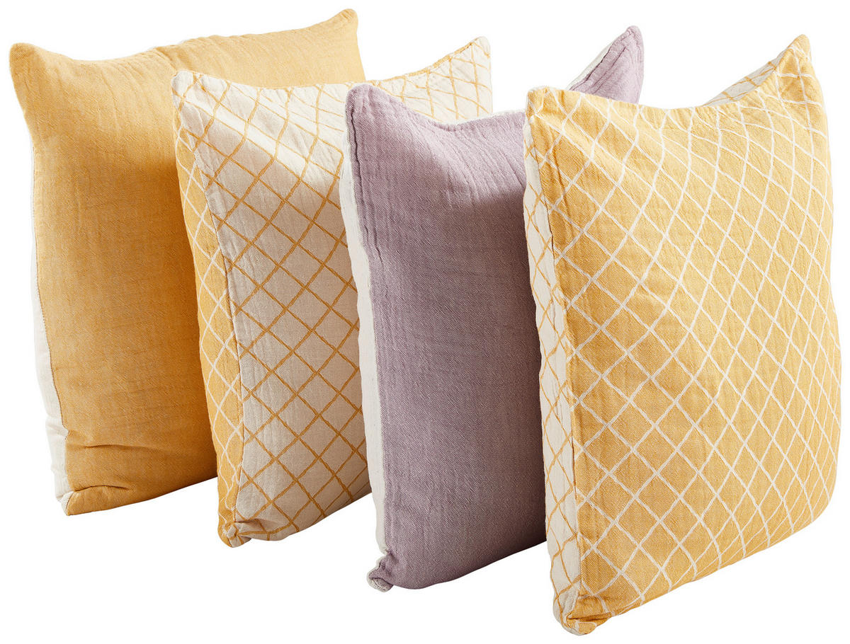KISSENHÜLLE Musa 50/50 cm  - Gelb/Naturfarben, KONVENTIONELL, Textil (50/50cm) - Ambiente