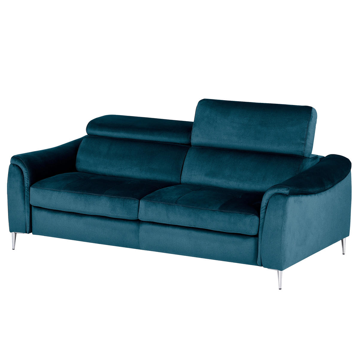 SCHLAFSOFA Samt Dunkelblau  - Chromfarben/Dunkelblau, Design, Textil/Metall (203/77-98/103cm) - MID.YOU