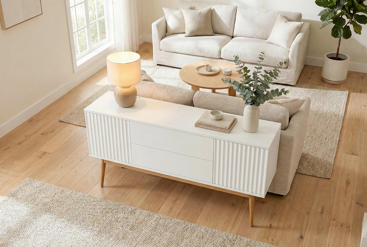 SIDEBOARD  150/75/39,6 cm 2 Schublade(n)  - Eichefarben/Weiß, MODERN, Holz/Holzwerkstoff (150/75/39,6cm) - MID.YOU