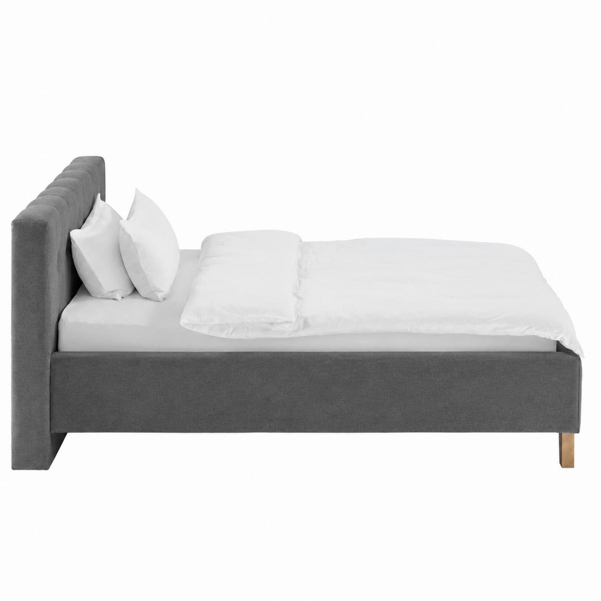 POLSTERBETT 140/200 cm,  in Anthrazit,  - Eichefarben/Anthrazit, MODERN, Holz/Textil (140/200cm) - MID.YOU