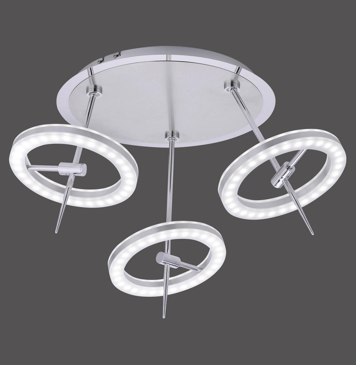 LED-DECKENLEUCHTE 55/55/35,5 cm  - Edelstahlfarben, Design, Kunststoff/Metall (55/55/35,5cm) - Just Light