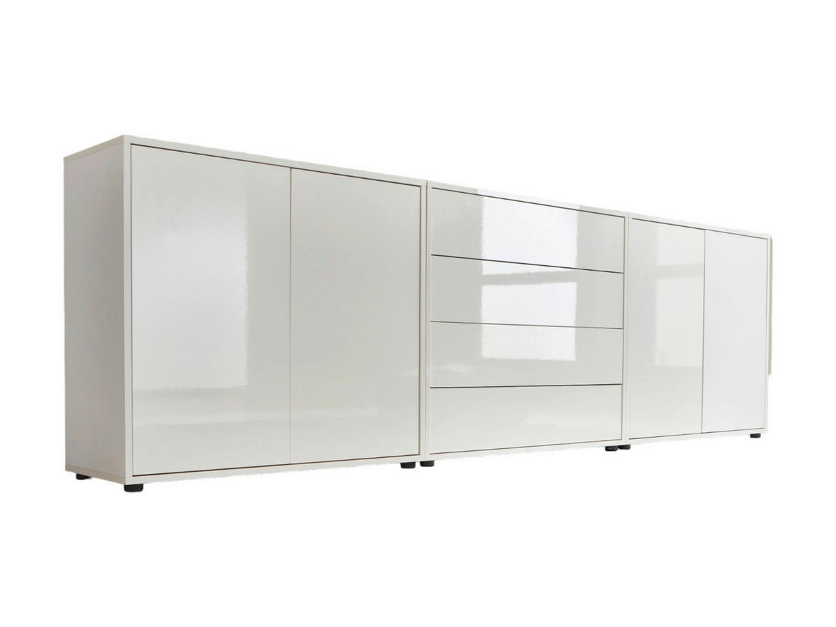 SIDEBOARD Mailand Set 5  in 237/73/33 cm  - Weiß Hochglanz/Schwarz, MODERN, Holzwerkstoff/Kunststoff (237/73/33cm) - MID.YOU