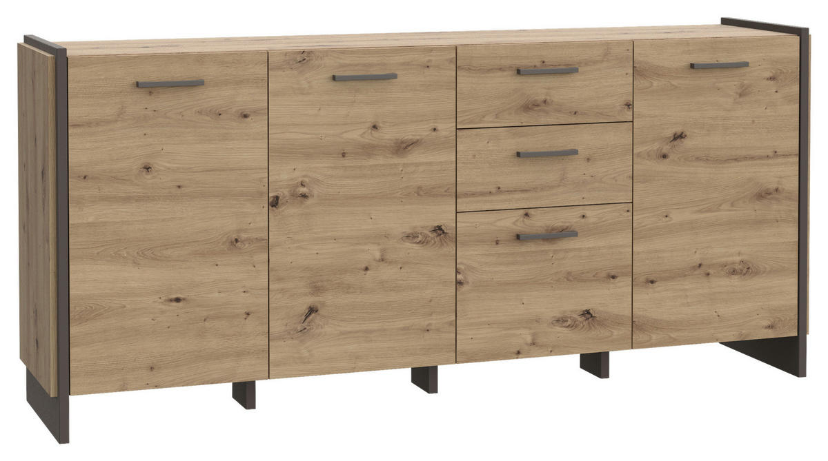 SIDEBOARD  in 186,5/86,1/41,3 cm  - Eiche Artisan/Grau, MODERN, Holzwerkstoff/Kunststoff (186,5/86,1/41,3cm) - Hom`in