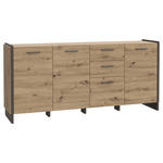 SIDEBOARD in 186,5/86,1/41,3 cm - Eiche Artisan/Grau, MODERN, Holzwerkstoff/Kunststoff (186,5/86,1/41,3cm) - Hom`in
