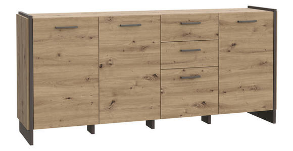 SIDEBOARD  186,5/86,1/41,3 cm 2 Schublade(n)  - Eiche Artisan/Grau, MODERN, Holzwerkstoff/Kunststoff (186,5/86,1/41,3cm) - Hom`in