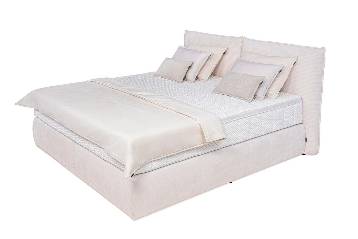 KONTINENTALSÄNG 180/200 cm  i cremefärgad  - svart/cremefärgad, Design, trämaterial/trä (180/200cm) - Visionight