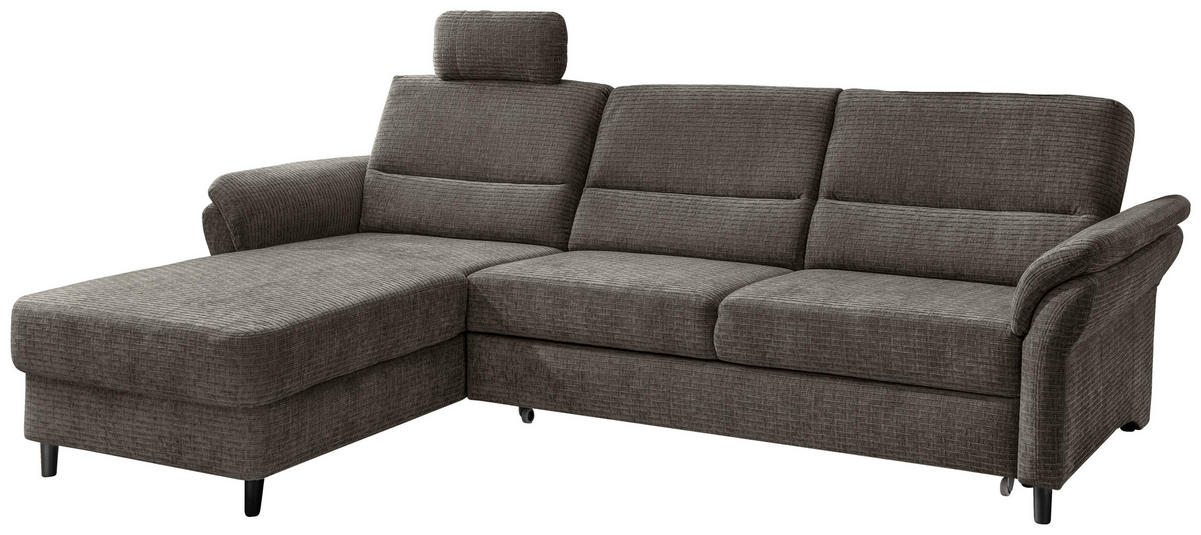 ECKSOFA in Mikrofaser Graubraun  - Graubraun/Schwarz, Modern, Holz/Textil (176/279cm) - Livetastic