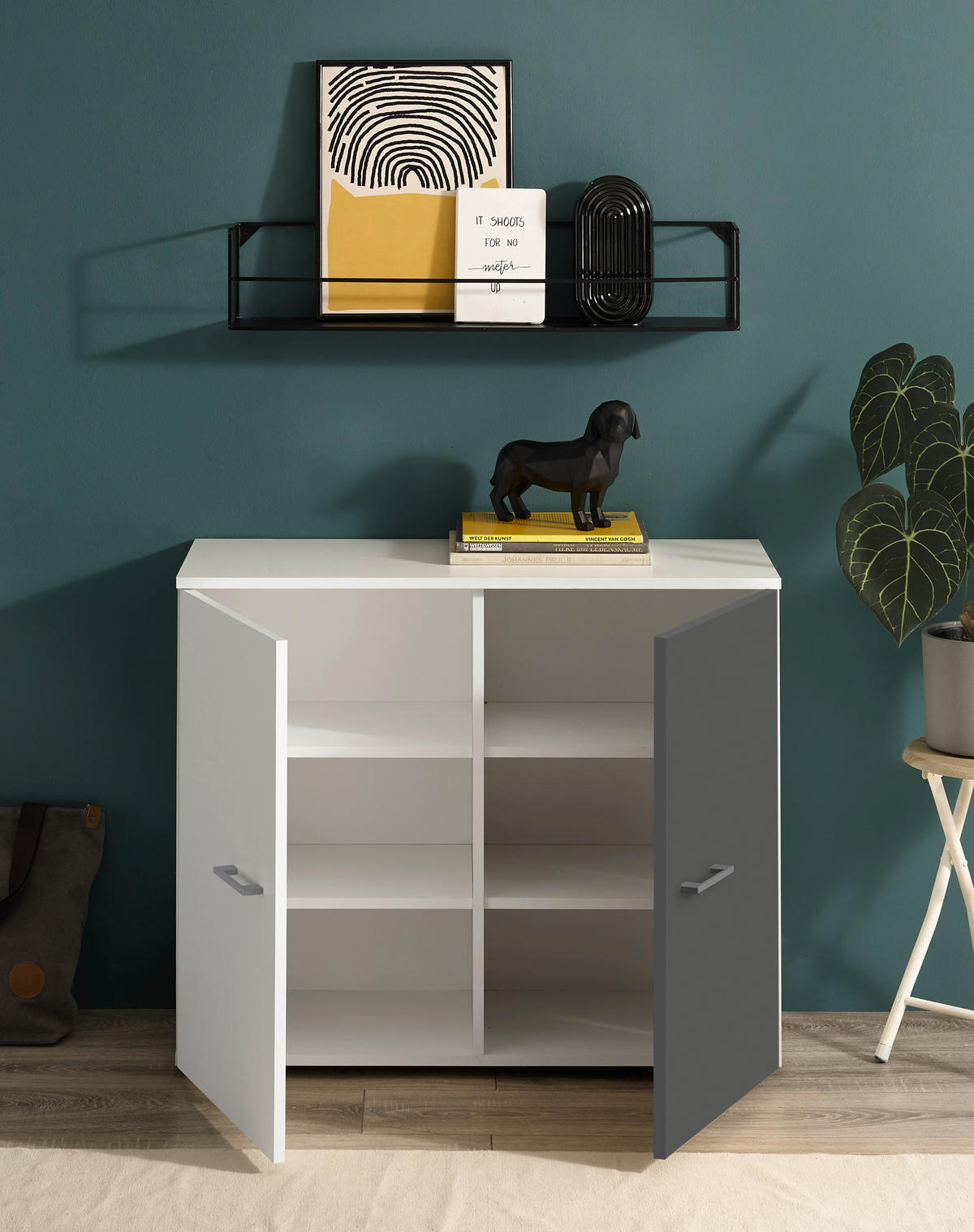 DETSKÁ KOMODA  - biela/grafitová, Modern, kompozitné drevo/plast (90/74/37cm) - Carryhome