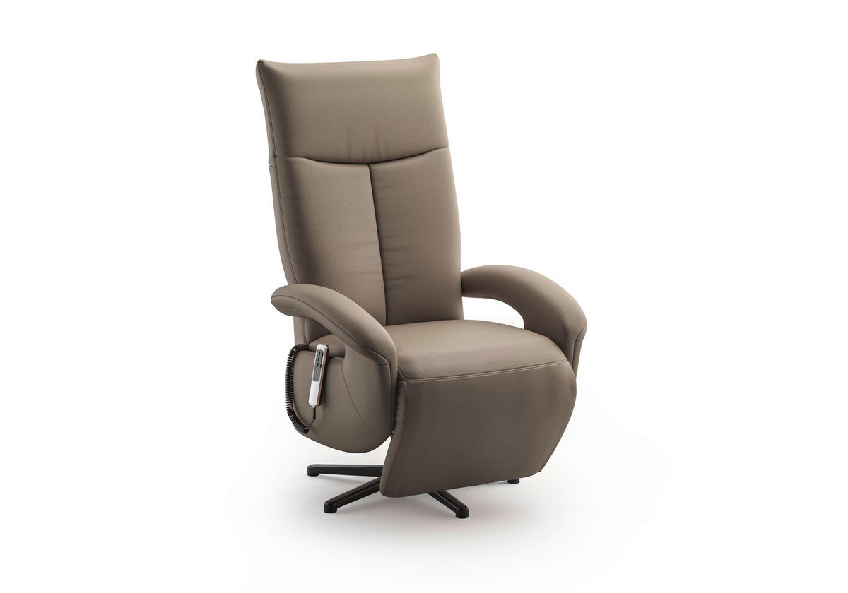 SESSEL in Echtleder Grau  - Schwarz/Grau, KONVENTIONELL, Leder/Metall (74/112/82cm) - Sit & More