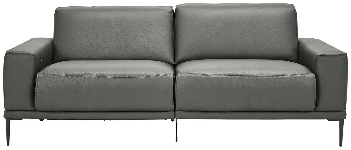 2,5-SITZER in Leder Grau  - Schwarz/Grau, Design, Leder/Metall (200/102/92cm) - Johann Jakob
