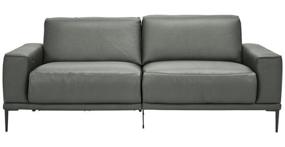 2,5-SITZER in Leder Grau  - Schwarz/Grau, Design, Leder/Metall (200/102/92cm) - Johann Jakob