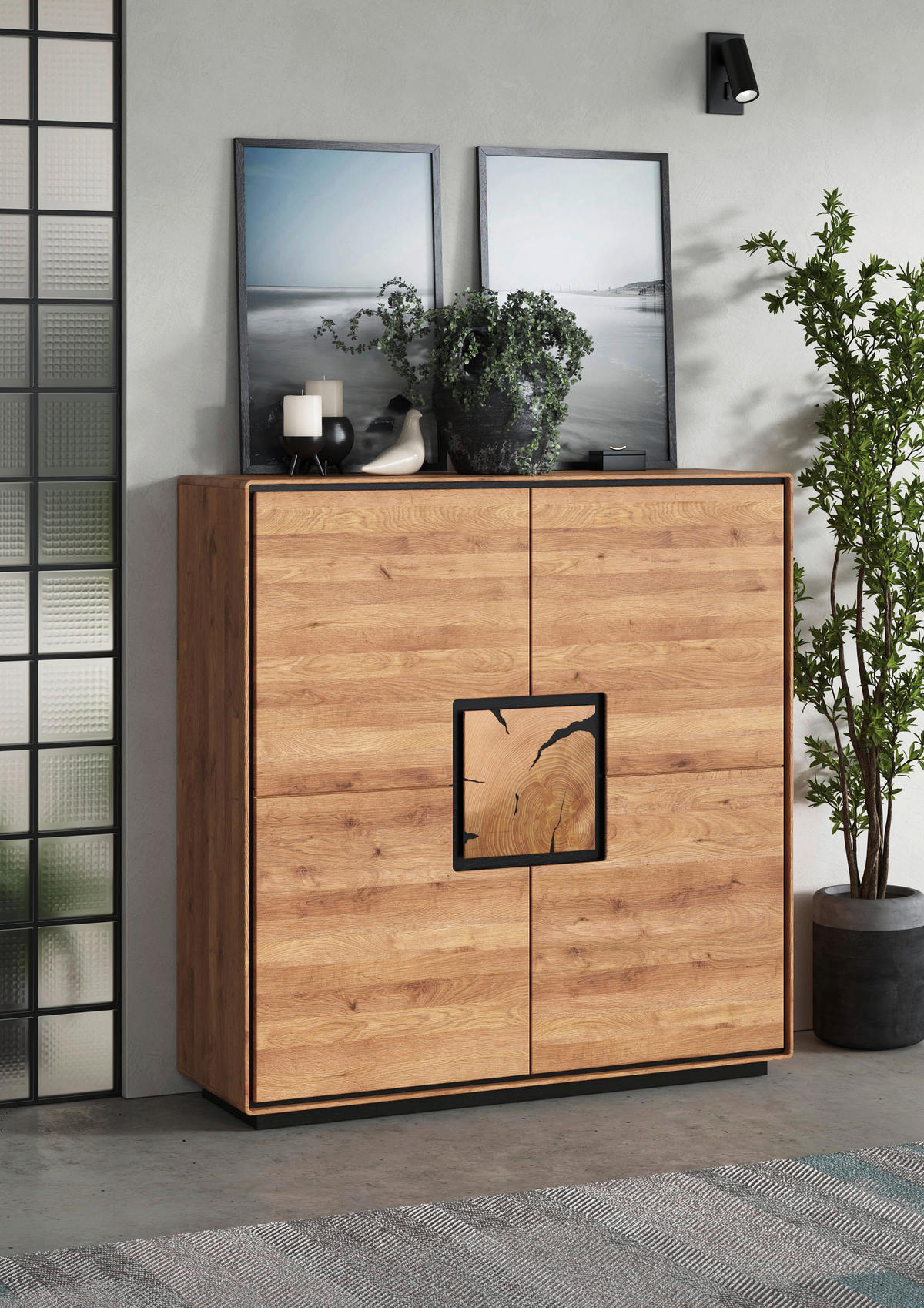 HIGHBOARD    - Wildeiche/Schwarz, Basics, Holz (129cm) - Livetastic