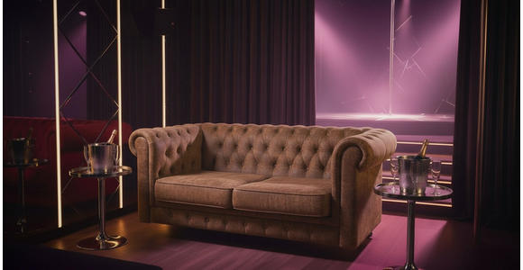 CHESTERFIELD-SOFA  in Lederlook, Mikrofaser Braun, Schwarz  - Schwarz/Braun, Trend, Holz/Textil (165/73/87cm) - Xora