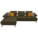 ECKSOFA  in Echtleder Grün  224/305 cm  - Schwarz/Grün, Design, Leder/Metall (224/305cm) - Dieter Knoll