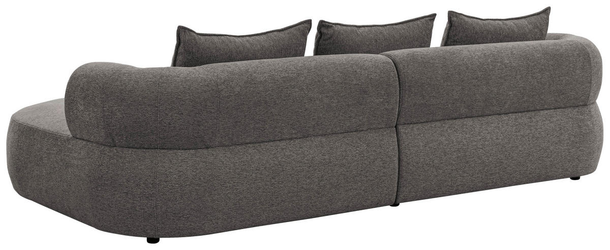 ECKSOFA in Chenille Anthrazit  - Anthrazit/Schwarz, Design, Kunststoff/Textil (256/156cm) - Livetastic