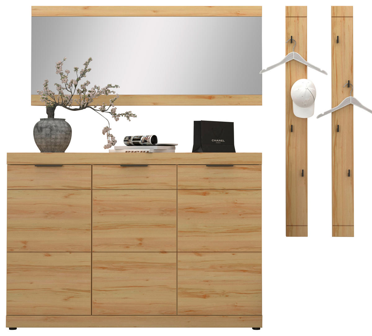 GARDEROBE 4-teilig  in 208/200/40 cm  - Buchefarben, KONVENTIONELL, Glas/Holzwerkstoff (208/200/40cm) - Cantus