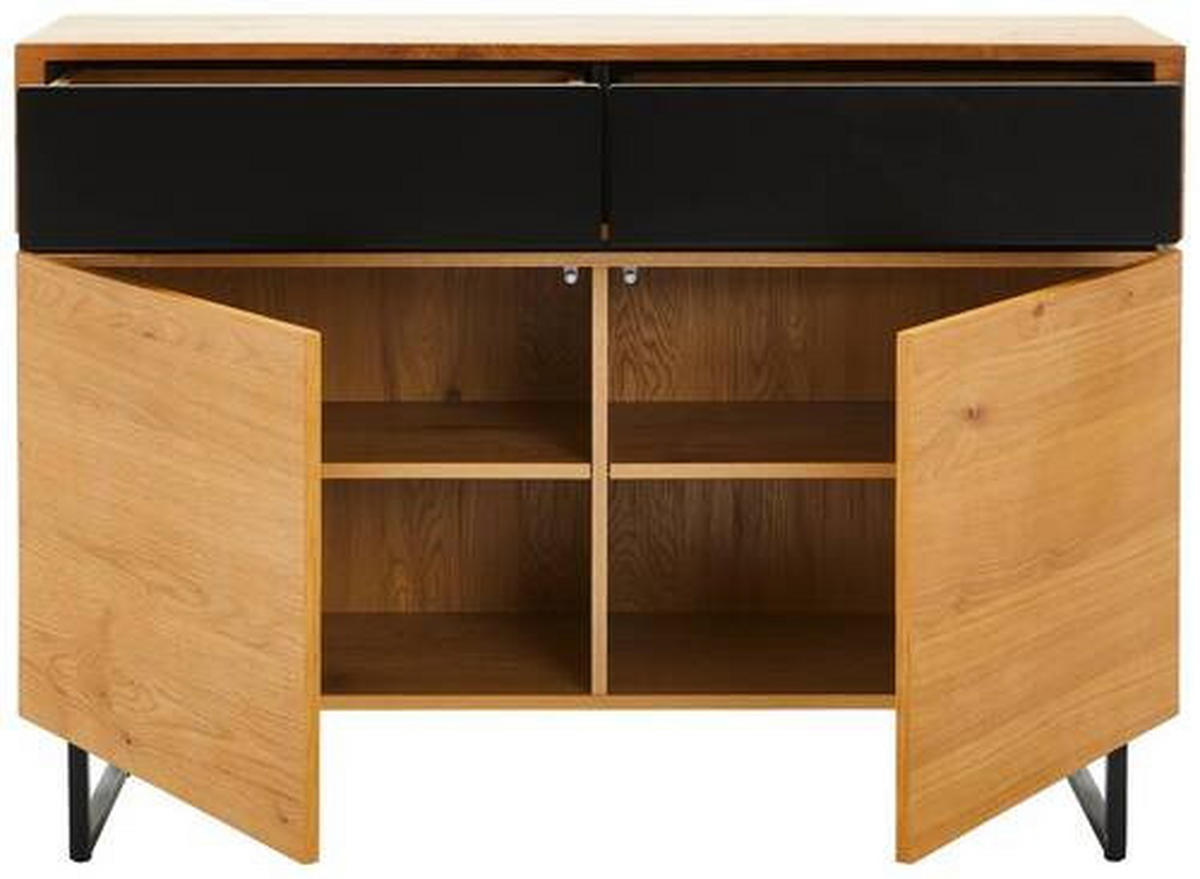 SIDEBOARD 120/86/40 cm  - svart/ekfärgad, Design, metall/trämaterial (120/86/40cm) - MID.YOU