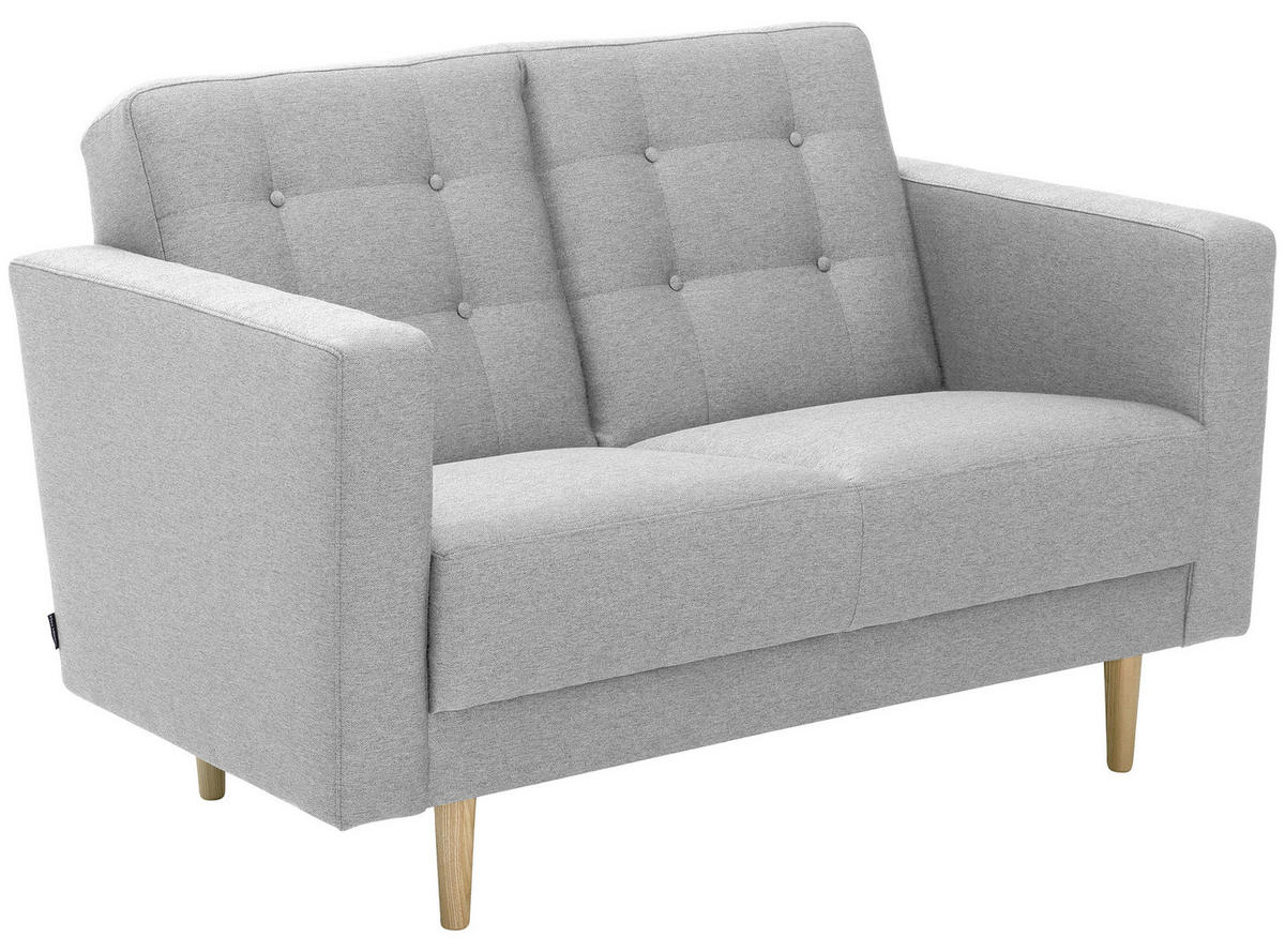 2-SITZER-SOFA in Flachgewebe Hellgrau  - Eschefarben/Hellgrau, Modern, Holz/Textil (128/81/83cm) - Max Winzer