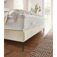 BOXSPRINGBETT 180/200 cm,  in Creme, Matratze, gepolstertes Kopfteil, H2 + H3 = mittel + fest  - Creme/Schwarz, Design, Textil/Metall (180/200cm) - Dieter Knoll