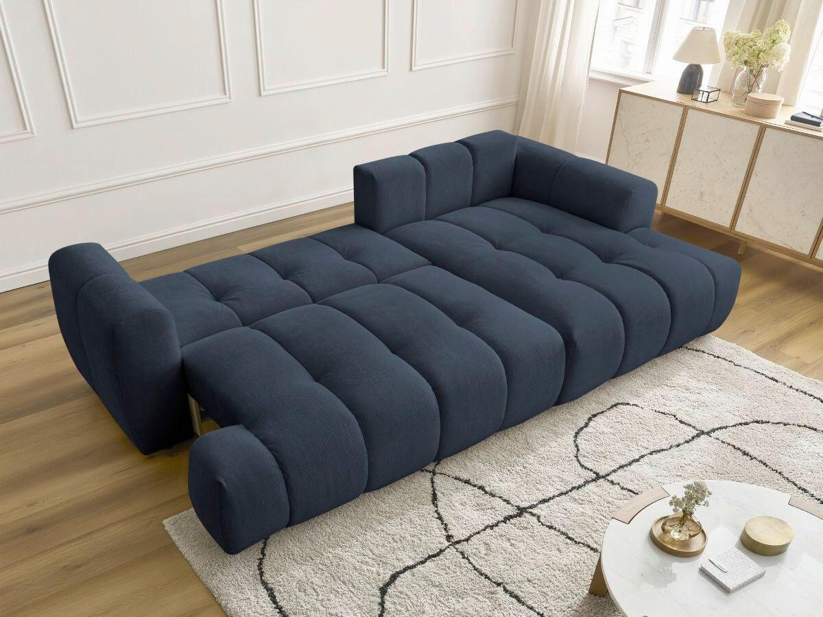 ECKSCHLAFSOFA FUJI Leinenoptik Dunkelblau  inkl.  - Schwarz/Dunkelblau, MODERN, Kunststoff/Textil (292/160cm)