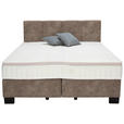 BOXSPRINGBETT 160/200 cm  in Taupe  - Taupe/Schwarz, Design, Kunststoff/Textil (160/200cm) - Hom`in