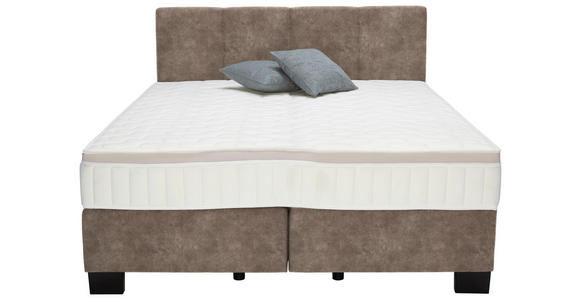 BOXSPRINGBETT 160/200 cm  in Taupe  - Taupe/Schwarz, Design, Kunststoff/Textil (160/200cm) - Hom`in