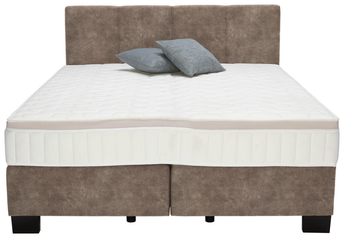 BOXSPRINGBETT 160/200 cm  in Taupe  - Taupe/Schwarz, Design, Kunststoff/Textil (160/200cm) - Hom`in