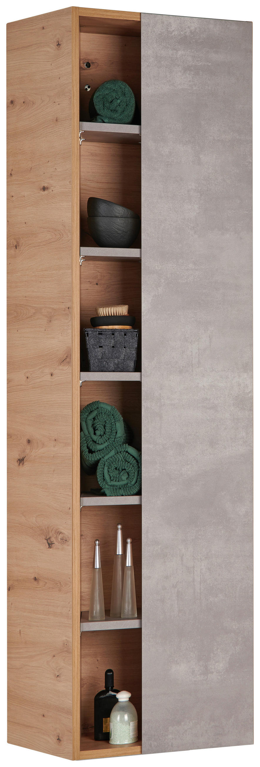HOCHSCHRANK 47,5/165/32 cm  - Eichefarben/Grau, MODERN, Glas/Holzwerkstoff (47,5/165/32cm) - Moderano