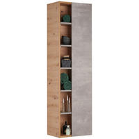 HOCHSCHRANK 47,5/165/32 cm  - Eichefarben/Grau, MODERN, Glas/Holzwerkstoff (47,5/165/32cm) - Moderano