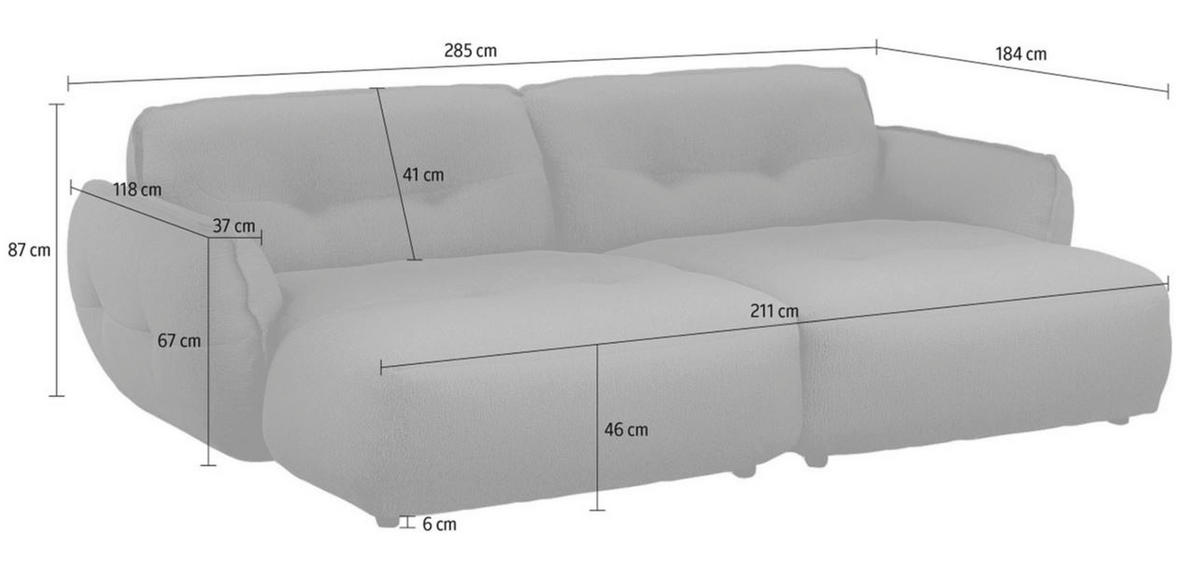 BIGSOFA in Chenille Dunkelgrün  - Dunkelgrün/Schwarz, Modern, Kunststoff/Textil (285/87/184cm) - Trendmanufaktur