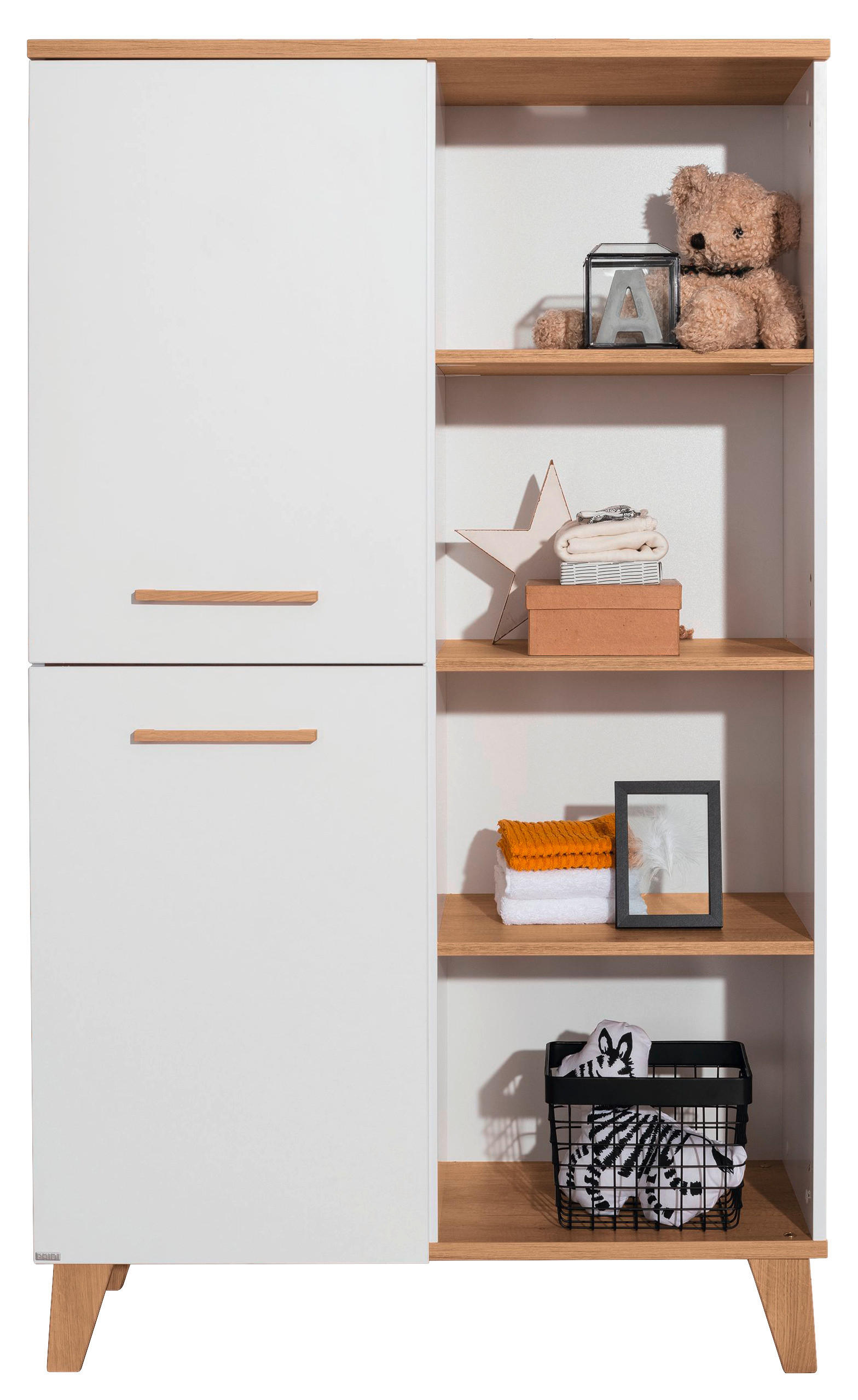 REGAL 94,8/159/39,9 cm Weiss, Eichefarben - Weiss/Eichefarben, Konventionell, Holz/Holzwerkstoff (94,8/159/39,9cm) - Paidi