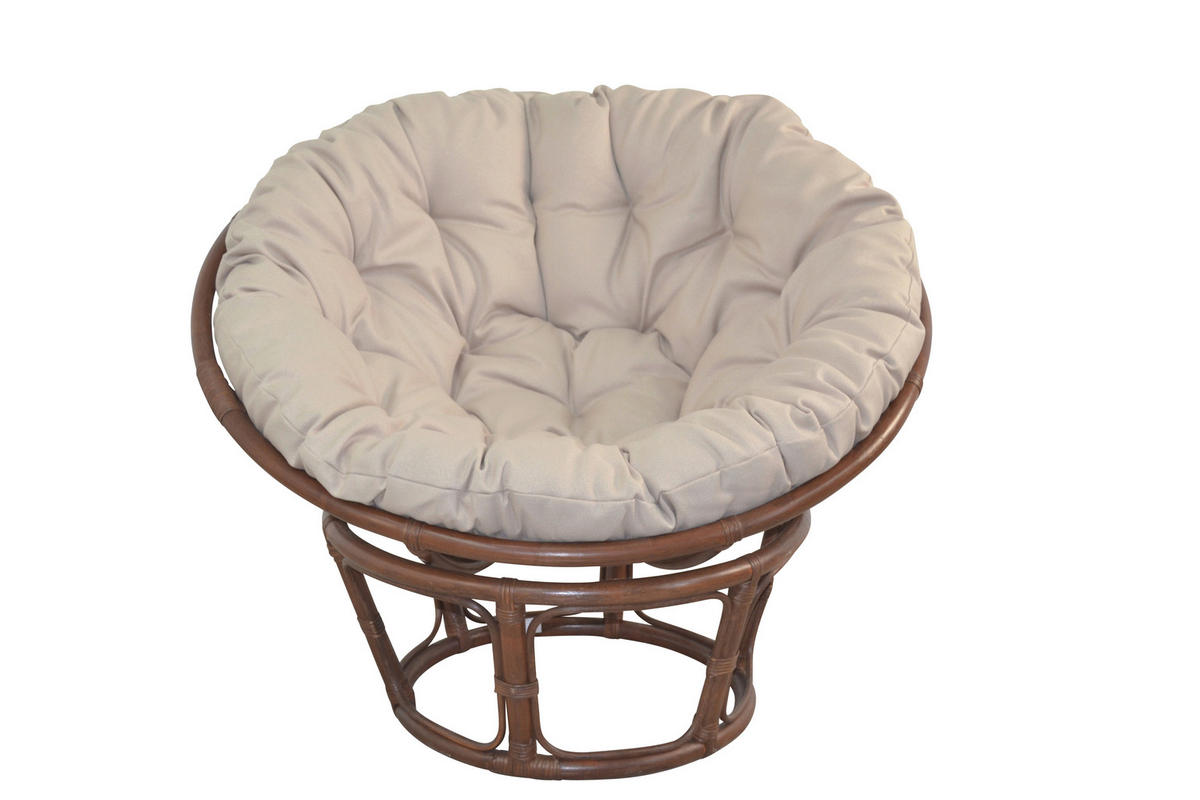 SESSEL Braun    - Creme/Braun, Natur, Holz/Textil (100/100/60cm) - MID.YOU