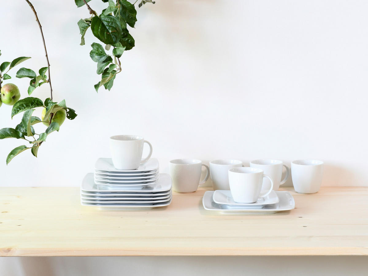 KÁVOVÁ SOUPRAVA, porcelán - bílá, Basics, keramika - Creatable