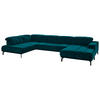 WOHNLANDSCHAFT Petrol Velours  - Petrol/Schwarz, Design, Textil/Metall (219/383/195cm) - Beldomo Style