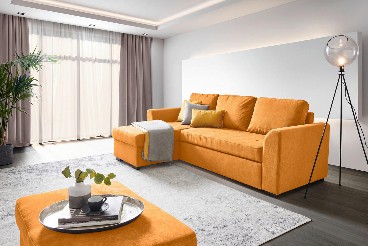 UGAONA GARNITURA narandžasta  - crna/narandžasta, Dizajnerski, tekstil/plastika (243/87/155cm) - Xora