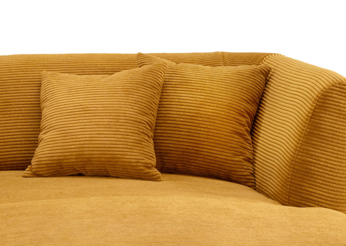 ECKSOFA in Cord Goldfarben  - Goldfarben/Schwarz, Modern, Holz/Textil (264/160cm) - MID.YOU