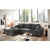 HÖRNBÄDDSOFFA 3-sits i chenille grafitfärgad  - grafitfärgad/svart, Basics, textil/plast (294/183cm) - Livetastic